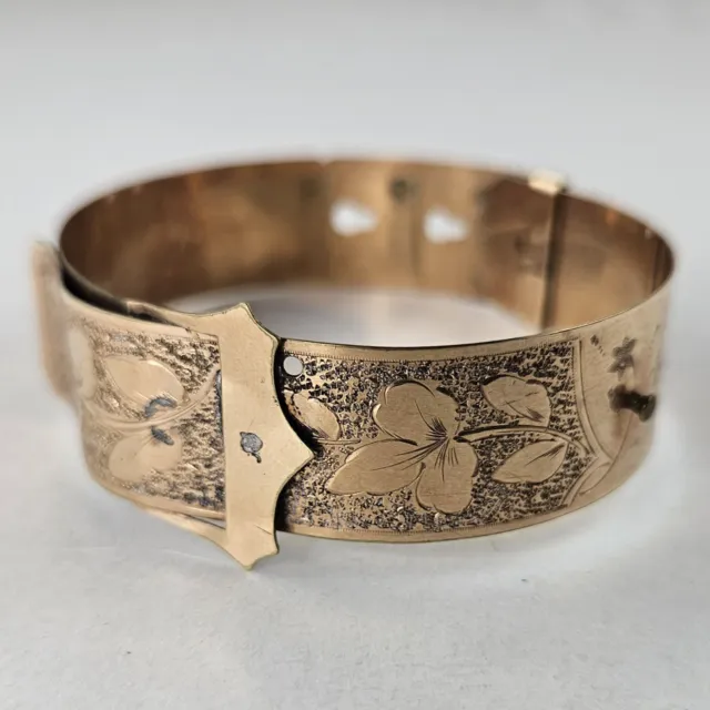 Victorian Gold-Filled Small Bangle Bracelet Buckle Engraved [7902]