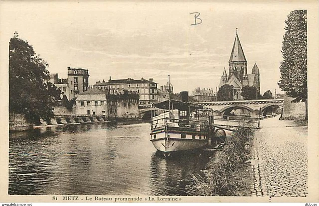 Metz - Metz - la gare - Carte postale ancienne et vue d'Hier et Aujourd