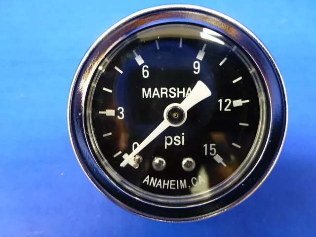 Marshall Gauge 0-15 psi Fuel Pressure Oil Pressure Gauge Black 1.5" Diameter