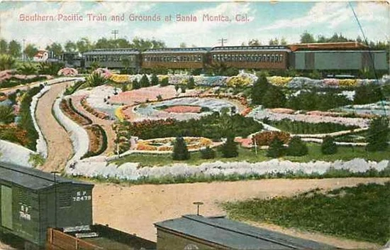 CA, Santa Monica, California, Southern Pacific Train & Grounds, Newman Post Card