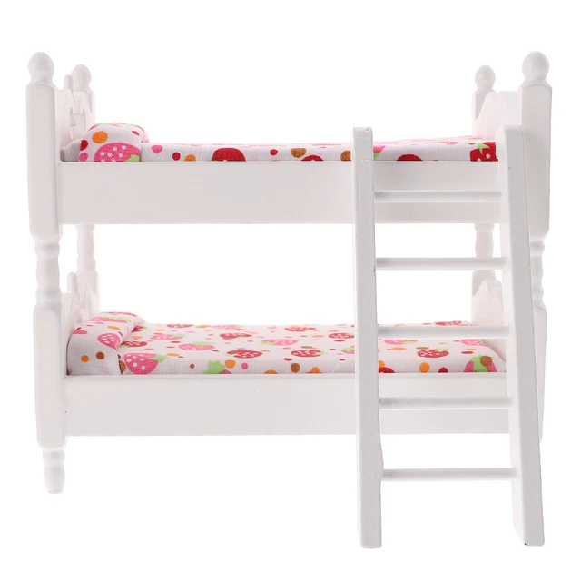 DOLL HOUSE FURNITURE Miniature Bunk Bed Dollhouse Bedroom Decor £15.28