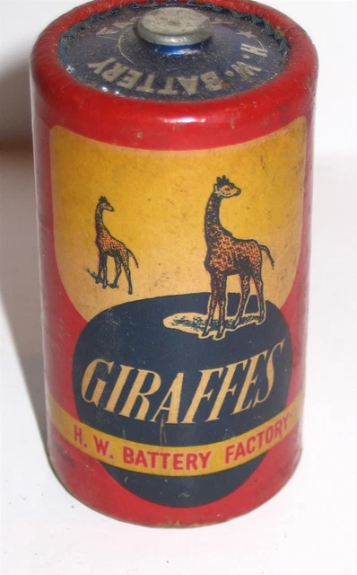 Giraffes D Battery Vintage Flashlight Toy Radio Battery GRAPHIC Hong Kong