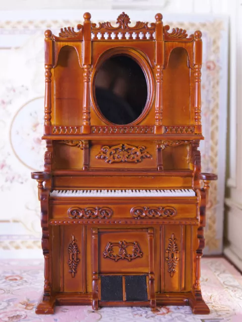 Exquisite Hand Carved Louis XIV Style Miniature Dollhouse Piano Mahogany