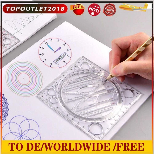 Multifunctional Rotatable Drawing Ruler Students Mathematical Stereo Geometry