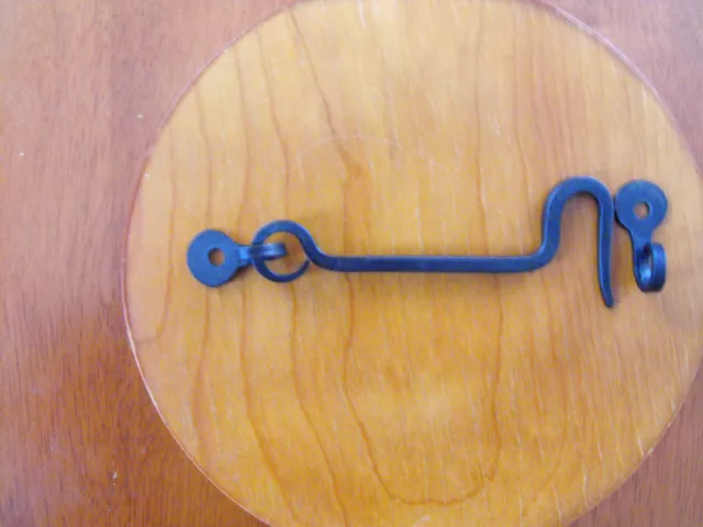 Colonial Blacksmith hand made wrought iron 4" hook and eye. 5