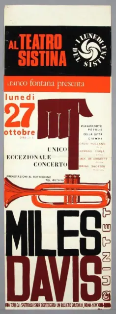 MILES DAVIS QUINTET – mega rare vintage original Rome 1969 concert poster