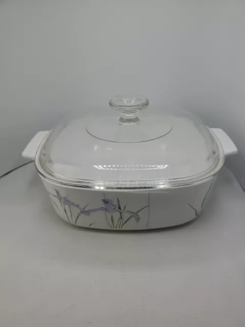 Corning Ware Casserole Dish A-2-B Shadow Iris 2 Liter with Pyrex Lid