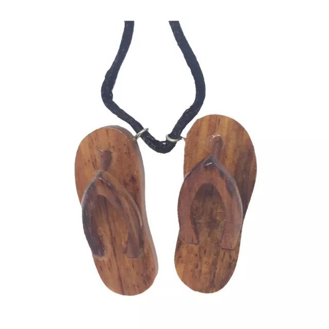 Hawaiian Jewelry Koa Wood Hand Carved Slipper Necklace from Hawaii FREE SHIPPING