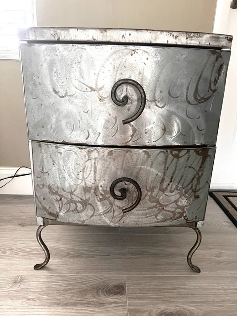 1979 RARE Postmodern Memphis Metal Nightstand End Table Norman Bel Geddes Style