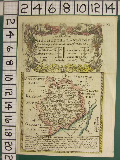 c1780 GEORGIAN MAP ~ ROAD FROM MONMOUTH TO LANBEDER ~ MONMOUTHSHIRE