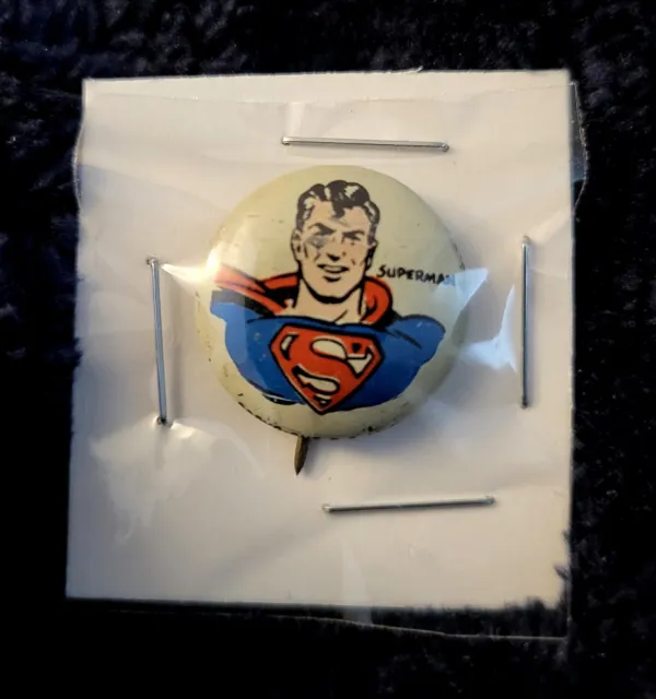 SUPERMAN Vintage Button Pin Kellogg's Pep DC Comics Cereal 1946 Premium