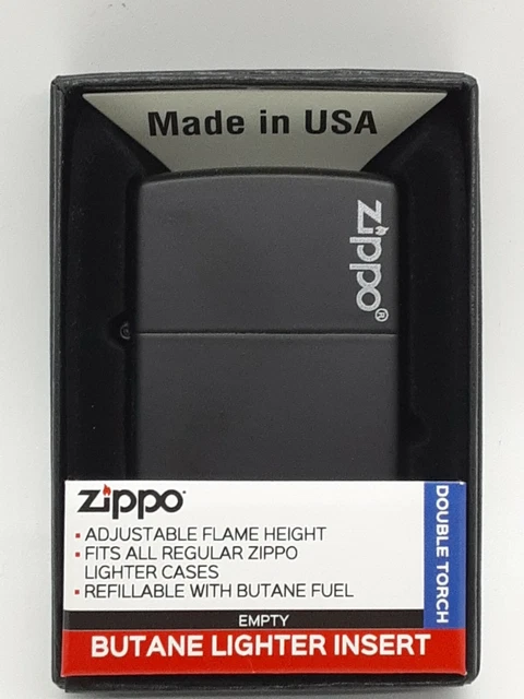 Zippo Authentic Black Matte 218zl Logo "Double Torch" adjustable butane lighter