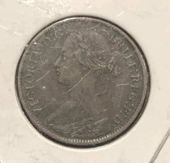 1860 Great Britain Queen Victoria Farthing Bronze Coin-KM#747.2