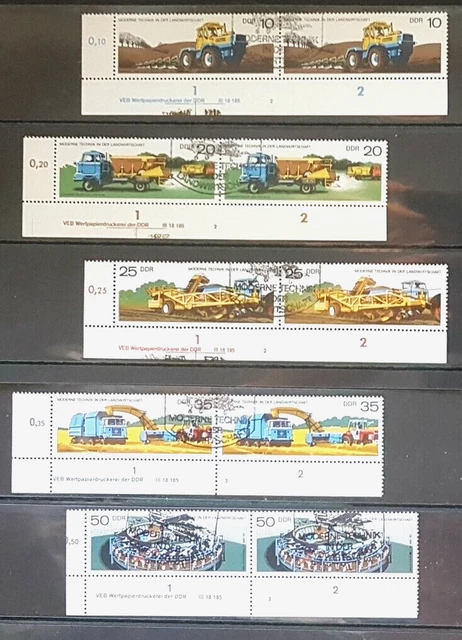 DDR 1977, MiNr:2236-2240, kompletter Satz in 2er-Streifen mit DV