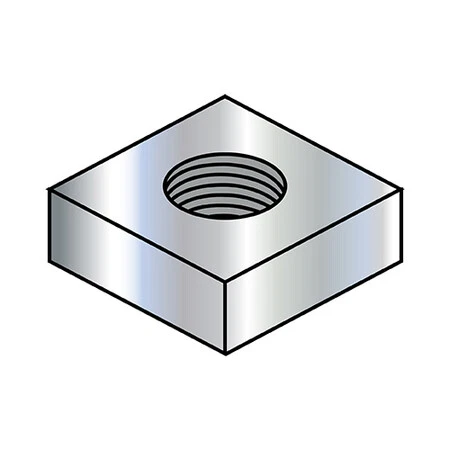 Zoro Select 14Nq 1/4-20 Square Ms Nut Zinc