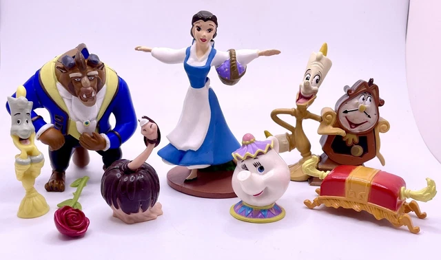 Disney Beauty & Beast 7 Figure Lot Belle Lumiere Sultan Potts Duster Cogsworth Disney Beauty & Beast 7 Figure Lot Belle Lumiere Sultan Potts Duster Cogsworth