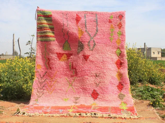 Custom Pink Boujaad rug, Morrocan rug, Soft shag wool rug, Moroccan Berber rug