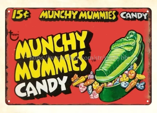 1970's  Munchy Mummies Candy metal tin sign metal decorative wall hanging