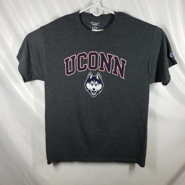 Champion Mens LG NCAA UCONN Connecticut Huskies Gray Short Sleeve Tee Shirt NWT