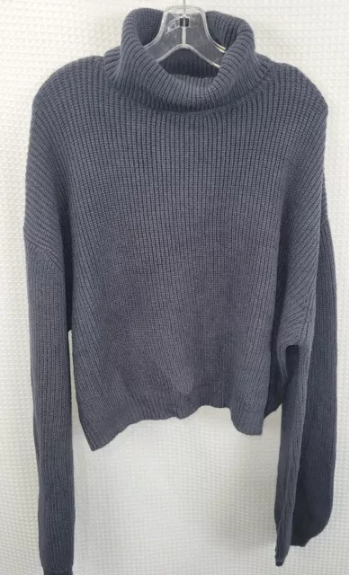 By Egreis Navy Blue Cropped Turtleneck Long Sleeve Sweater Size XXL NWT