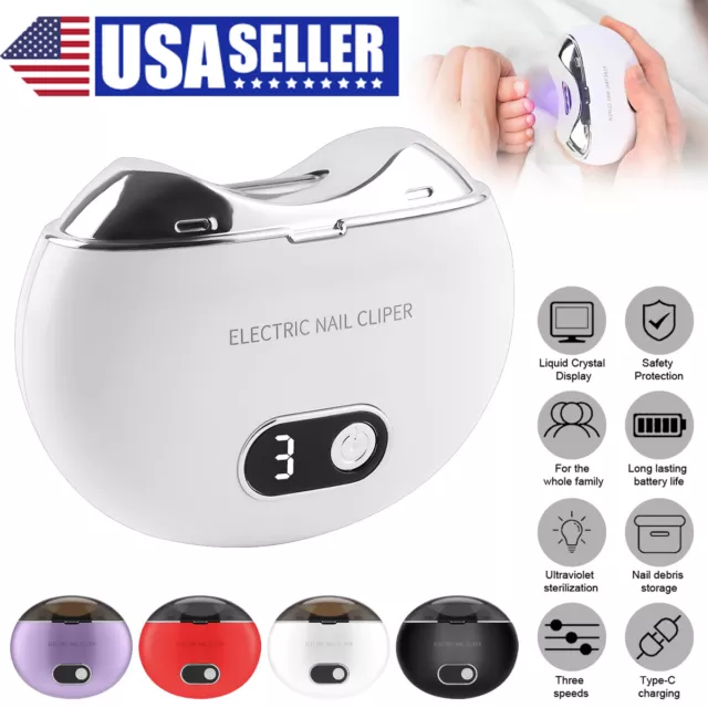 US Electric Automatic Nail Clippers Toe Thick Nails Professional Cutter Pedicure