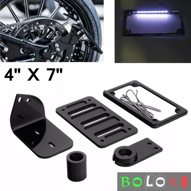 Side Mount License Plate Holder LED Lights Kit For Harley M8 Softail 2018-2022
