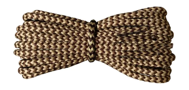 Brown and Oatmeal Boot Laces - 4 mm round - for walking and hiking boots
