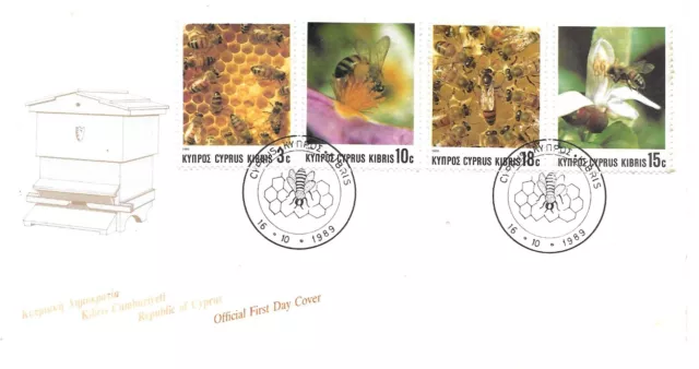 FDC Chipre 1989, abejas melíferas y masa de abejas moderna