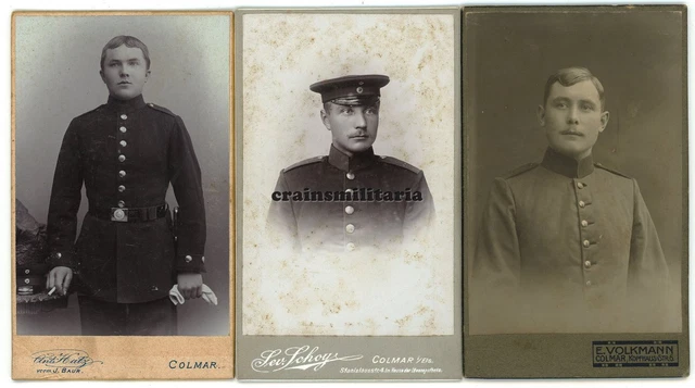 3x Orig. Foto CDV Portrait Soldaten in COLMAR Elsass Frankreich