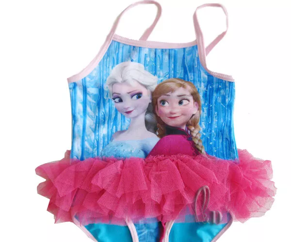 Au Stock Girls 3-10Y Frozen Elsa Anna Swimwear One Pcs Swimsuit Bathers Gs016 3