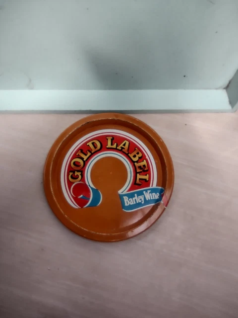 Vintage Gold Label Barley Wine 1960s Round Metal Tray