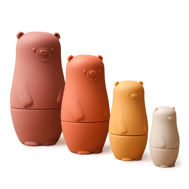 Color Size Matching Toys Gifts Montessori Toy for Boys Girls (Red Bear)