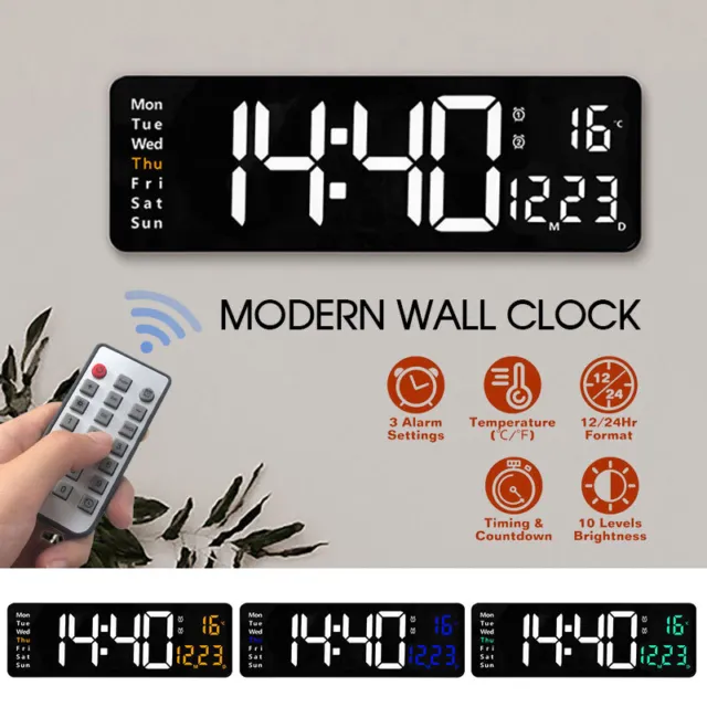 LED Large Big Jumbo Wall Desk Clock Digital Display With Calendar Temperature AU