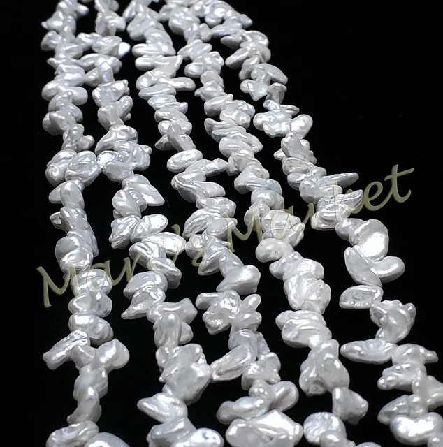 16" Strand White Luster Natural Freshwater Pearls Beads Keshi Keishi 5mm