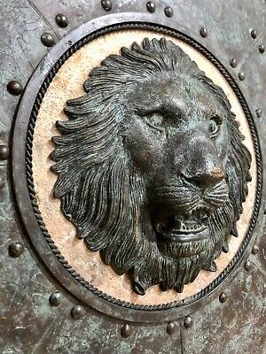 Maitland Smith- Heavy Round Brass Lion Wall Art 1453-136 3