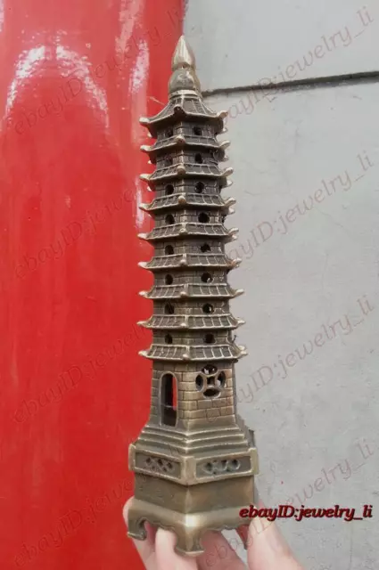 collectable bronze Vintage peace Pagoda /pagod Statue Tower 9-Tier 2