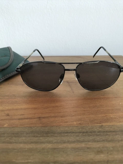 Lunettes De Soleil Sergio Tacchini - Monture Grise Plastique - Verres Azur - Forme Ovale - Occasion
