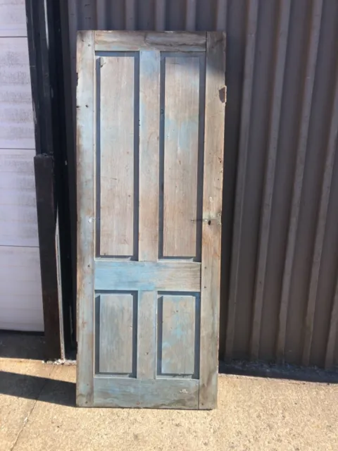 vintage c1830 four panel colonial era door GORGEOUS blue paint 75.5/29.5/1”