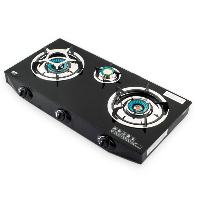 PORTABLE GAS STOVE 3 Burner Cooktop Hob Indoor Caravan Cooker LPG 7.8kW