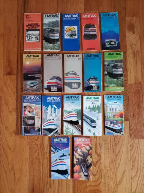 Lot Of 17 - 1980'S Amtrak National Train Timetables