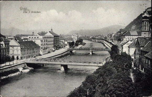 Ak Graz Steiermark, Die 3 Brücken - 3548141