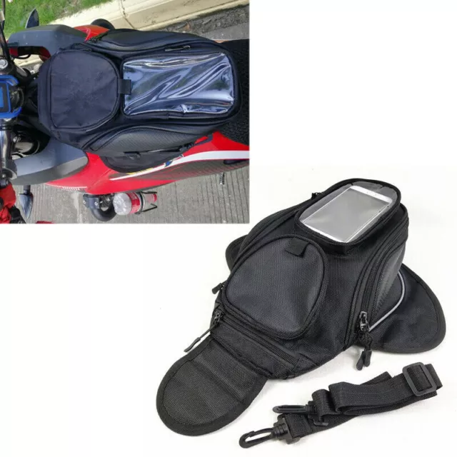 Black Motorcycle Oil Fuel Tank Bag Waterproof Shoulder Travel Riding Storage Bag