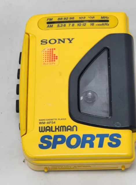 Vintage Working Sony Walkman Sports WM-AF54 AM/FM Tape Yellow Cassette Player