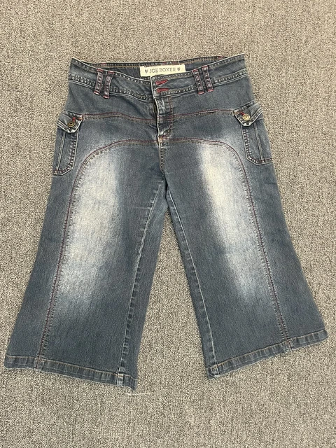 Vintage 90s Denim Jean Cargo Pants Cutoffs Shorts Womens Size 9 by Joe Boxer