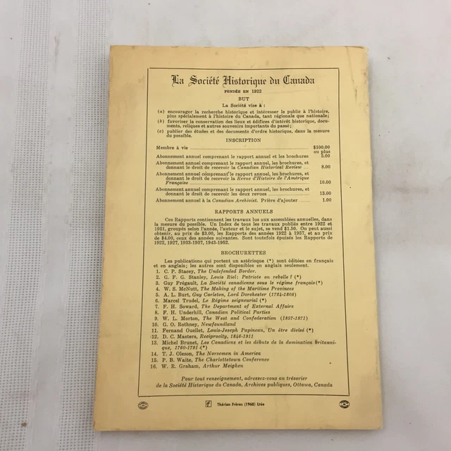 Decembre 1965-French Book-Revue D'histoire De L'amerique Francaise-Vol. Xix No 3