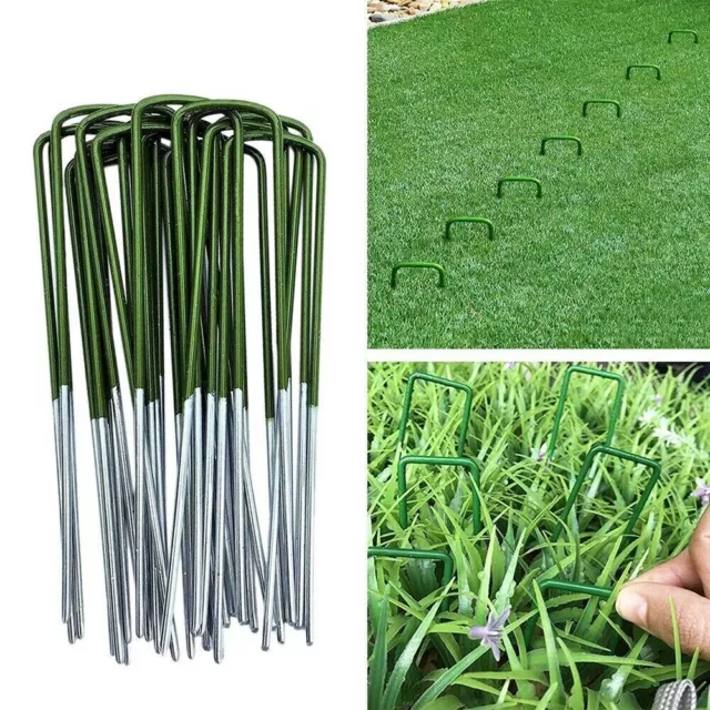 Spray Green Lawn Nails Turf Pegs Lawn Turf Fixing Nails U-shaped Ground Nails