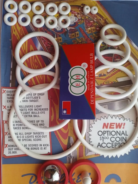 Kit Complet De Rechange Caoutchouc, élastiques Et Bille Pour Flipper Gottlieb Pinball Pool