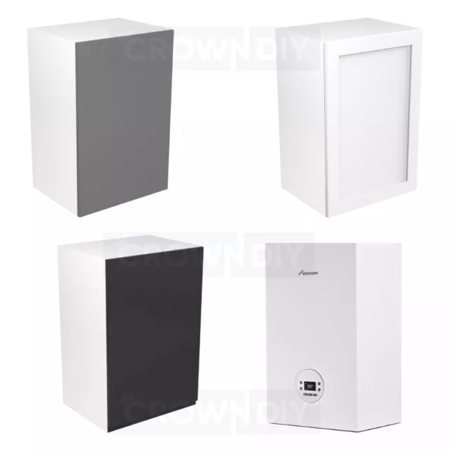 600mm Kitchen Boiler Housing Unit Cabinet 900mm High + Door Slab/JPull/Shaker