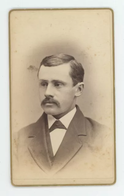 Antique CDV Circa 1870s Handsome Man With Mustache Page Cortland, NY