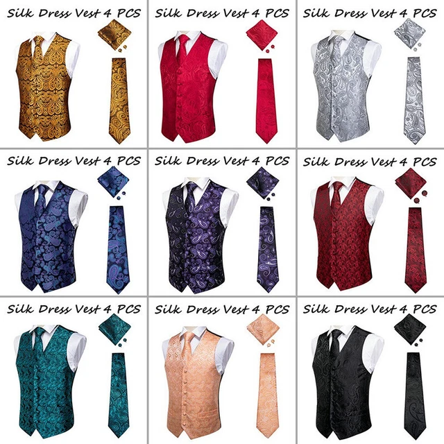 Gilet da uomo in girovita paisley abito floreale cravatta tuta smoking cravatta gemelli Hanky